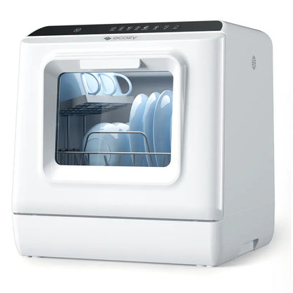 Ecozy Portable Dishwasher Countertop, Mini Dishwasher with a Built-in 5L Water Tank, No Hookup Needed, 6 Washing Programs, Extra Air Drying Function Household Appliances Kitchen Automatic Clean